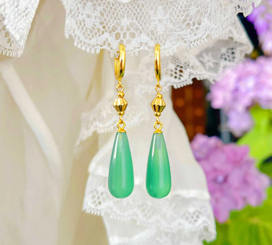 Green Agate Drop Earrings - Nasu: Summer in Andalusia - Artful Values
