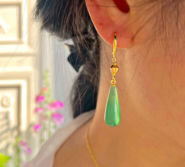 Green Agate Drop Earrings - Nasu: Summer in Andalusia - Artful Values