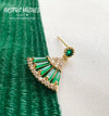 Emerald Green Dainty Fan Earrings Hypoallergenic - Artful Values