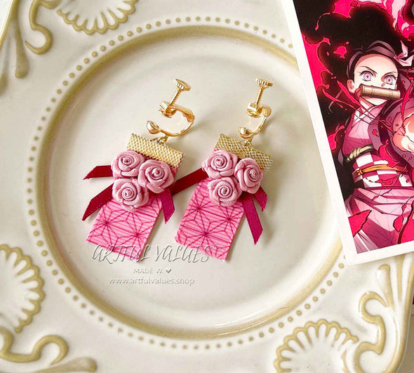 Demon Slayer Nezuko Earrings Anime - Artful Values