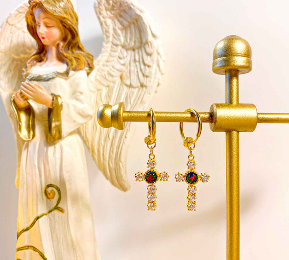 Fire Opal Cross Earrings Artful Values
