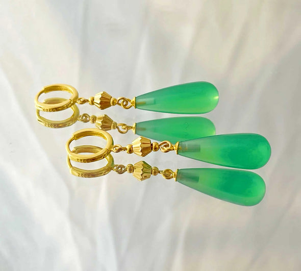 Green Agate Drop Earrings - Nasu: Summer in Andalusia Artful Values