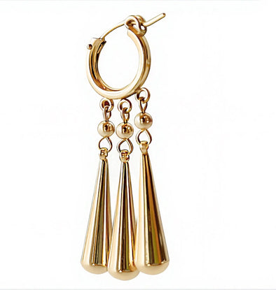 Gold-tone Zoro-inspired earrings with a sleek finish, perfect for anime fans and cosplay enthusiasts.