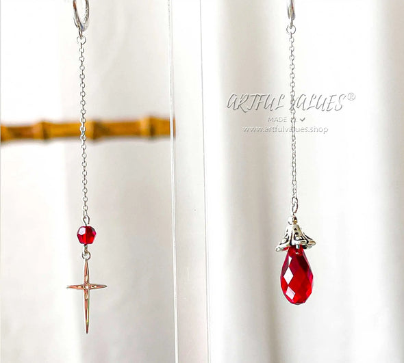 Scarlet Drop Cross Earrings - Artful Values