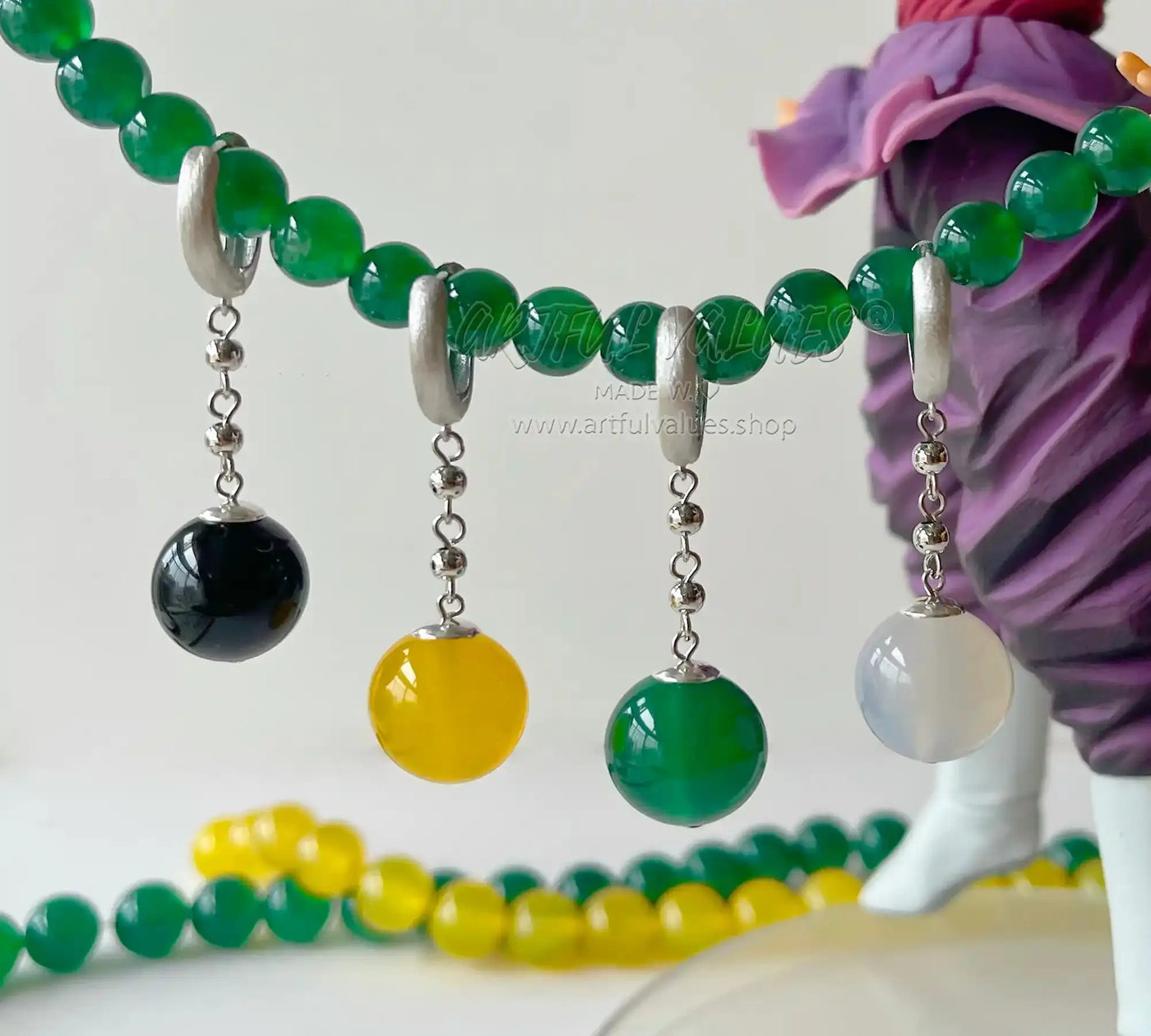 Anime Cosplay Earring Potara Earring Yellow Beads Green Beads