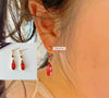 Howl's Moving Castle Calcifer red garnet dangle earrings