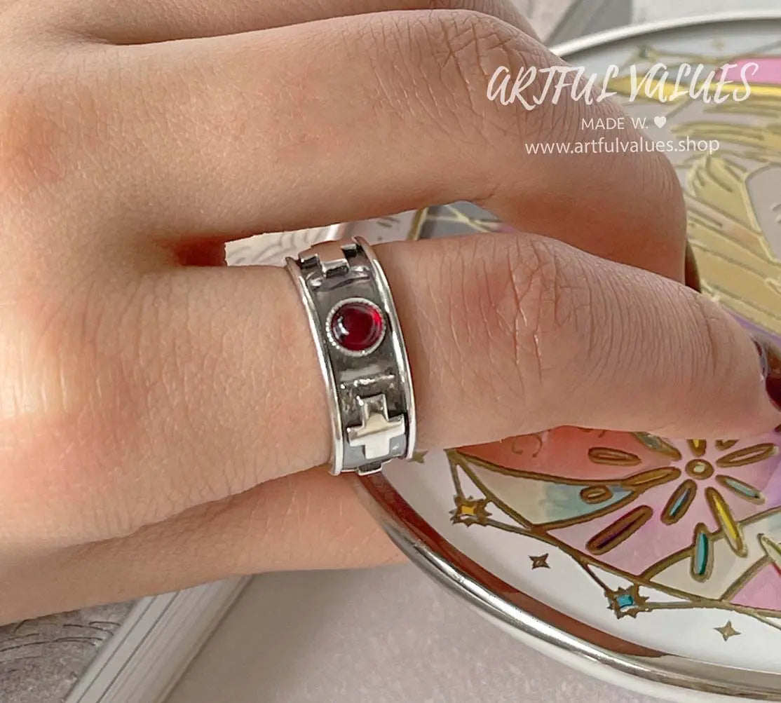 Howl's Moving Castle Sterling Silver Ring Duo Gemstone