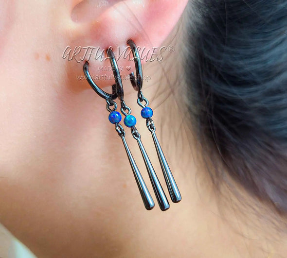 Black Zoro Earrings with Opal - Artful Values