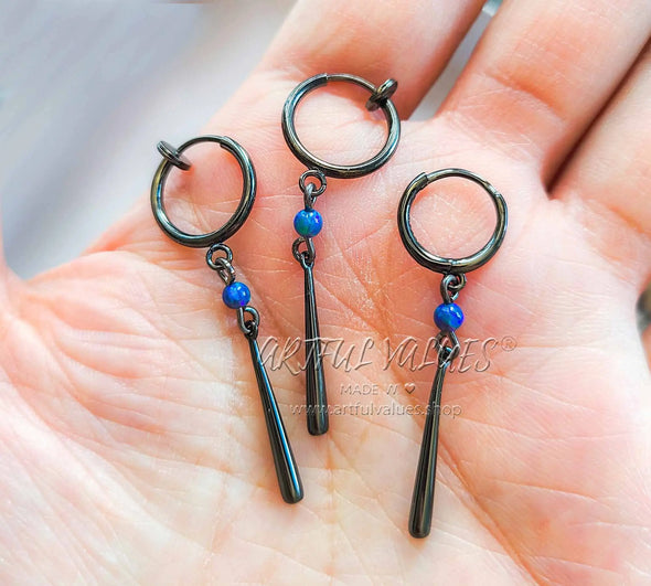 Black Zoro Earrings with Opal