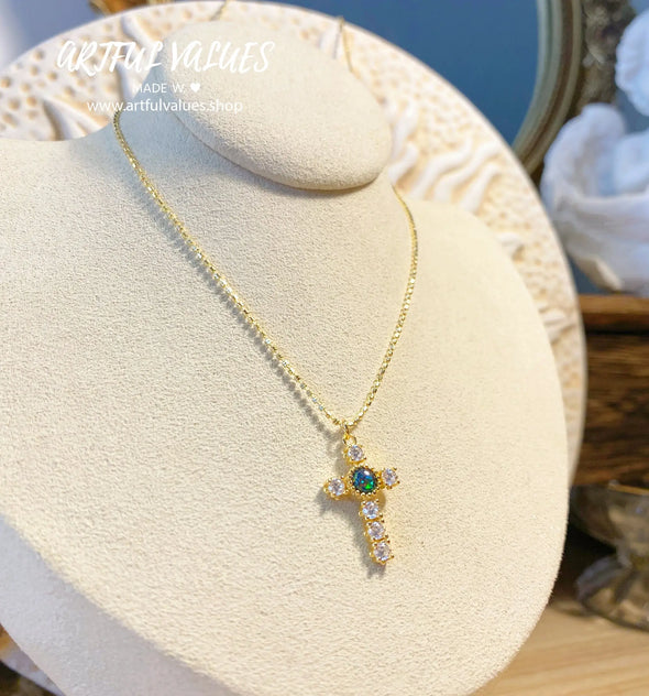 Opal Gold Cross Necklace Artful Values