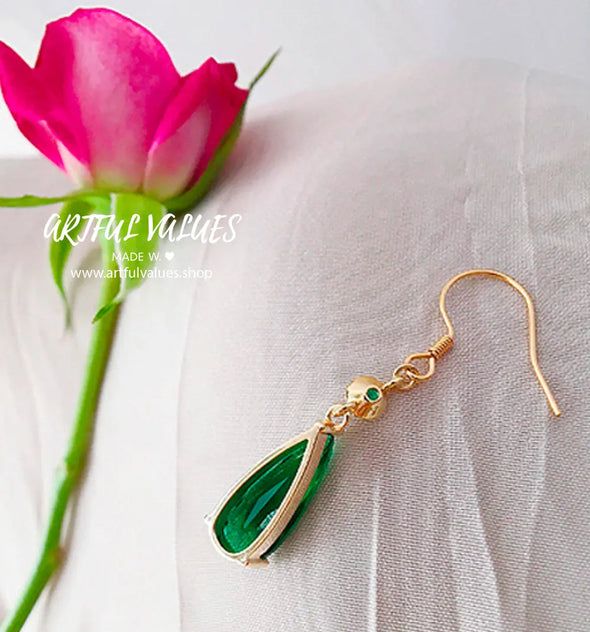 #emerald_green_earrings# - #artful_values#