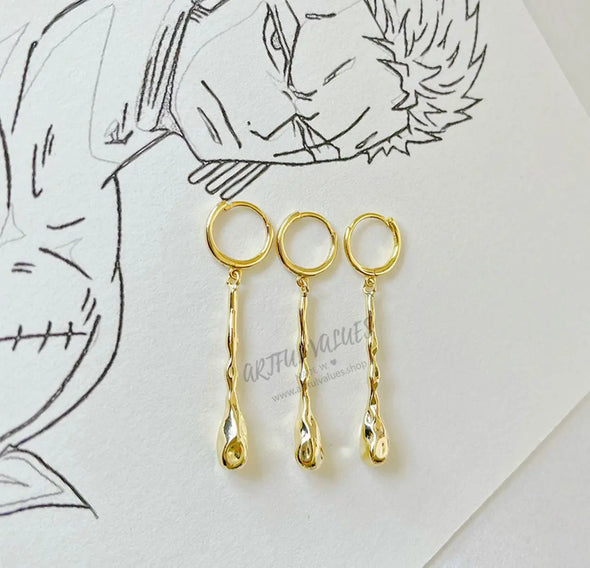 Silver Zoro Roronoa Earrings, high quality anime inspired earrings