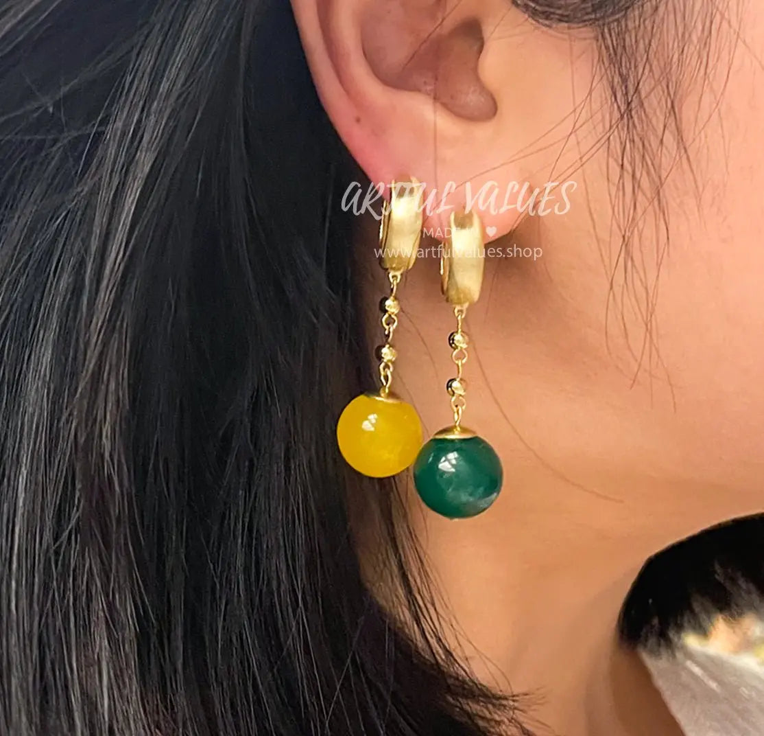 Anime Cosplay Earring Potara Earring Yellow Beads Green Beads