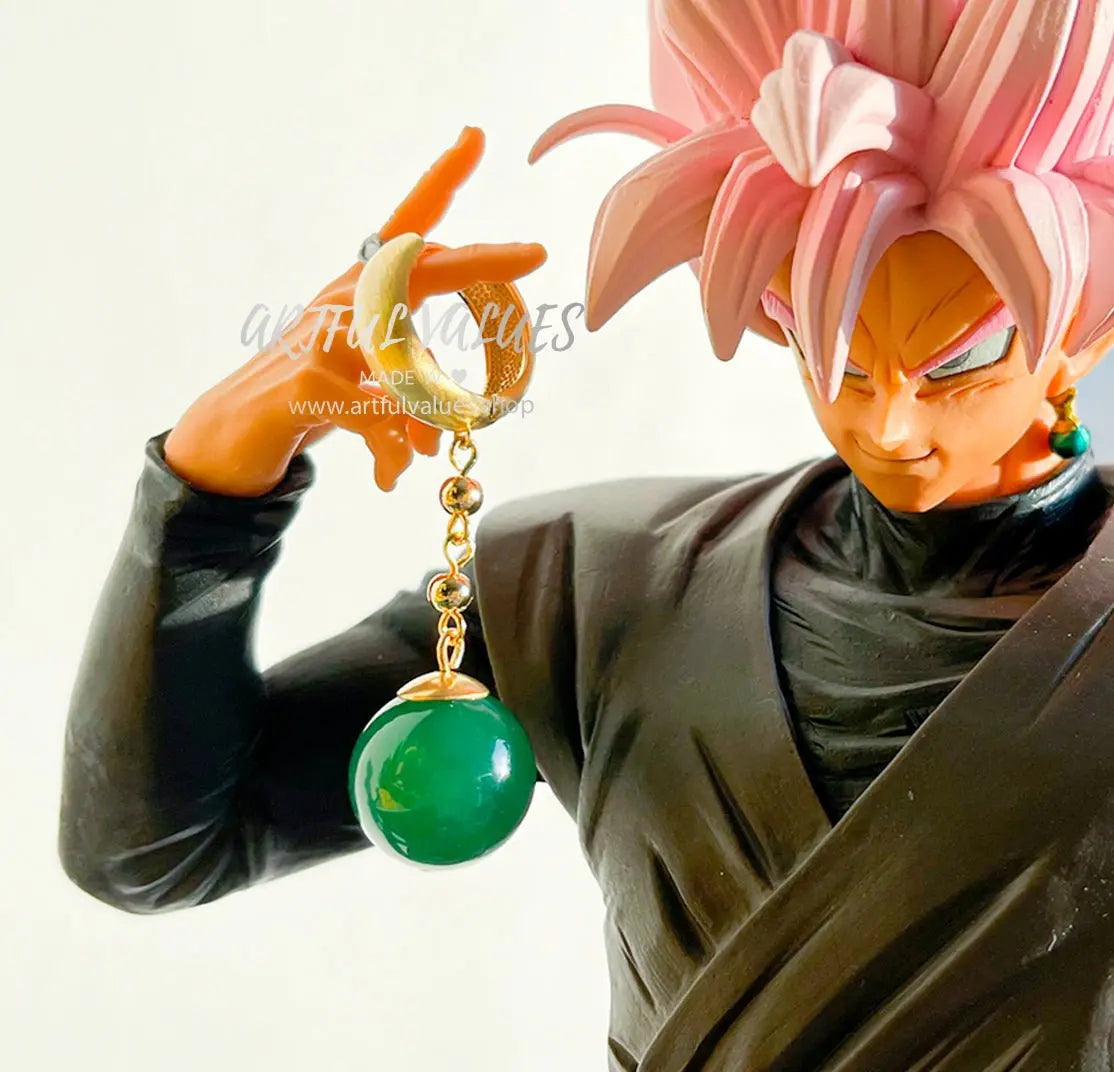 Dragon Ball Super Goku Necklace, Potara Earrings And Time Ring Set