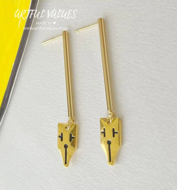 JoJo's Bizarre Adventure Rohan Kishibe gold pen earrings
