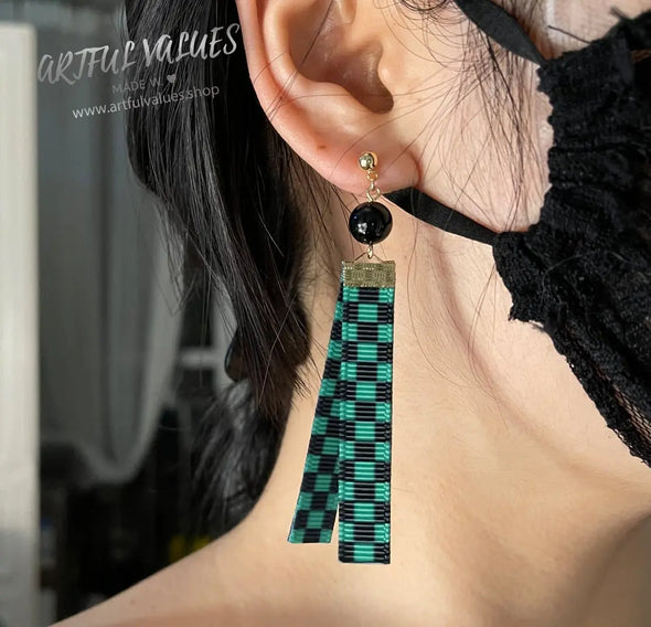 Tanjiro Checker Kimono Earrings - Artful Values