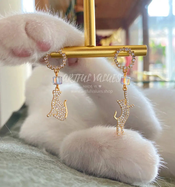 The Cat Returns Kitty Gold Earrings